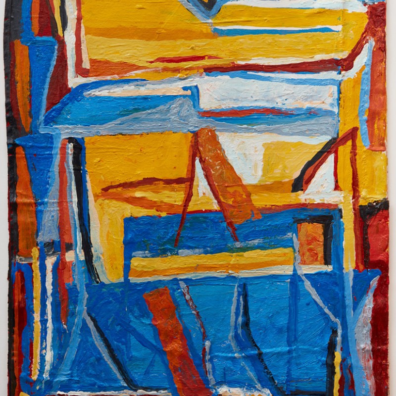 Upright, blue & yellow