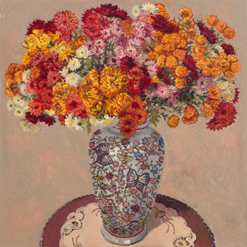 Chrysanthemums, Buff’s vase