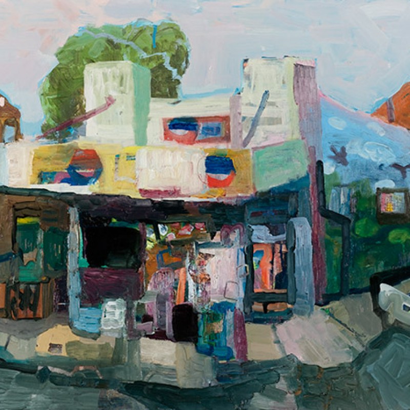 Shop with mural